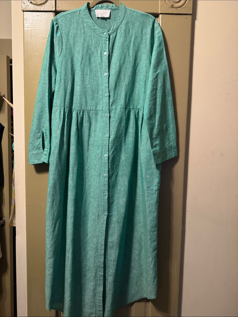 Pomander Place Teal Button-Front Maxi Dress